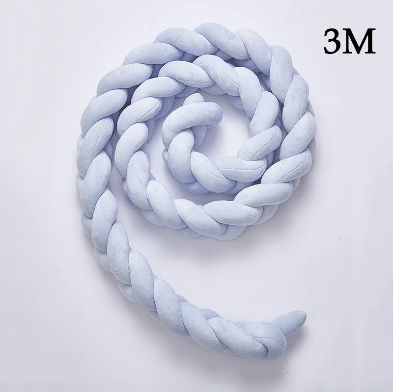 blue3M 1 шт., 2 м/3 м, детская ручная работа, Узелок для новорожденных, длина бампера, завязанная мягкая тесьма, мягкая разноцветная детская кроватка, декор для комнаты, NBB0184 - Цвет: blue3M