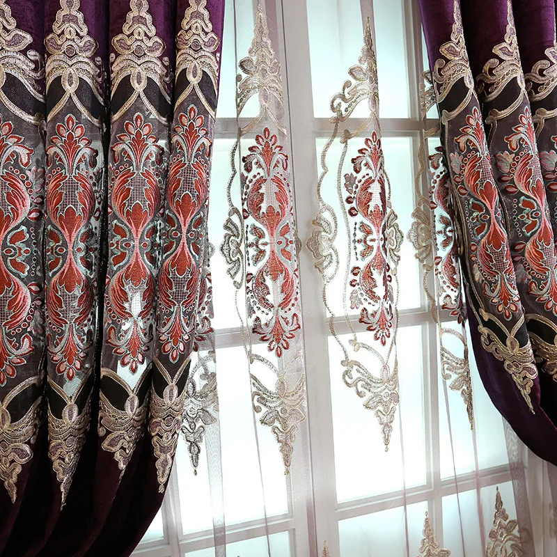 Роскошные жаккардовые шторы из полиэстера с вышивкой светонепроницаемые для