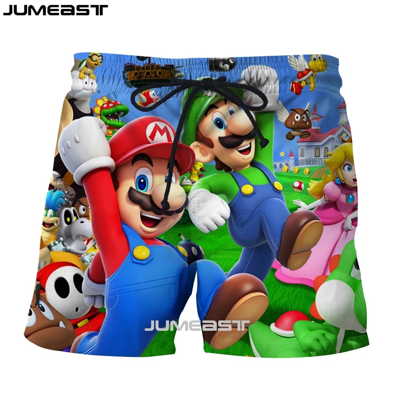 Jumeast бренд для мужчин/женщин 3D печатных мультфильм Супер Марио шорты летние новые быстросохнущие пляжные повседневные спортивные брюки короткие брюки