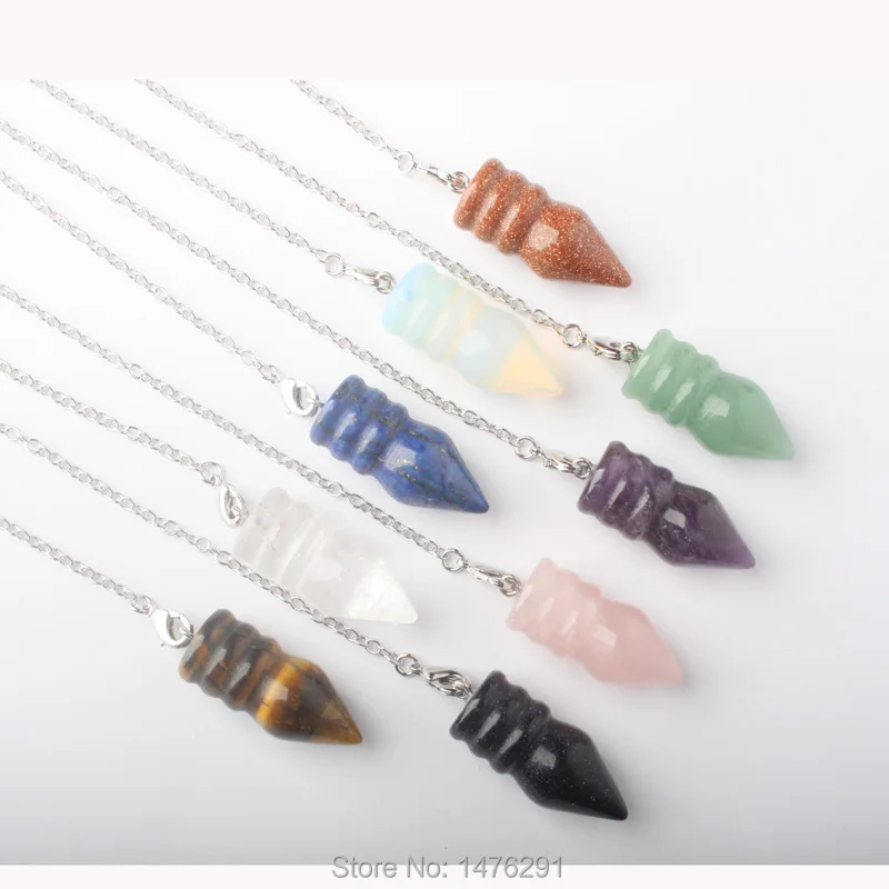 Натуральный розовый кварц Лазурит аметисты дюбсинг маятник Пирамида Подвески