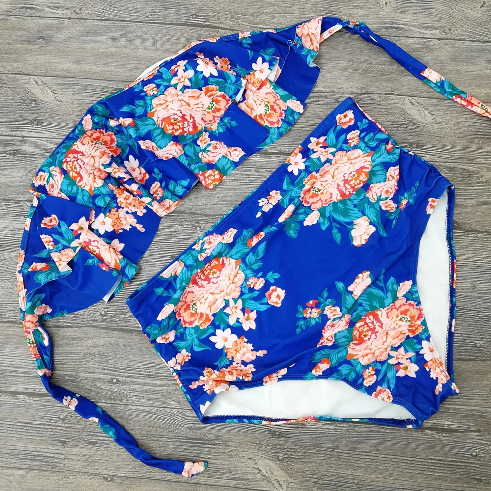 2018 сексуальное бикини с высокой талией купальник оборками Женский комплект в