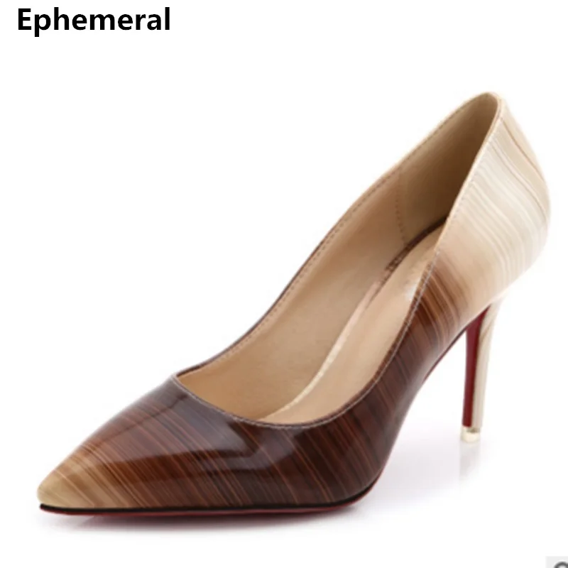 Женская обувь на высоком каблуке; zapatos mujer tacon femeninos; свадебные вечерние туфли-лодочки с острым носком на шпильке; Цвет зеленый, красный, кофейный; размера плюс 45, 44, 3