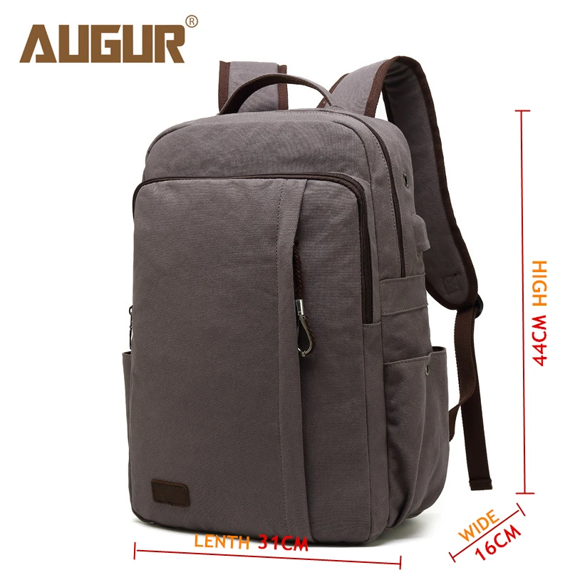 Мужской холщовый рюкзак с USB-зарядкой и отделением для ноутбука 15 6 дюйма | Багаж