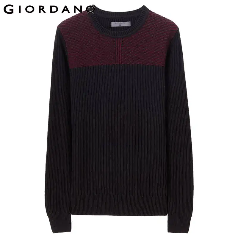 Giordano мужской свитер толстый жаккардовый ребристый с круглой горловиной Цвет