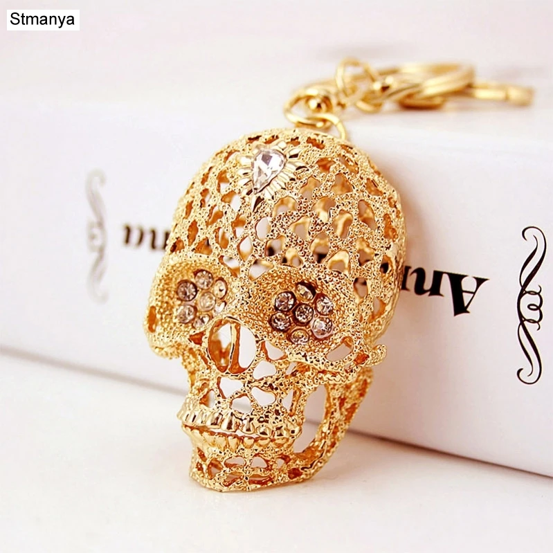 

Skull Key chain New High Quality Rhinestones Skeleton KeyChains Bag charm Car Key ring Bag Gift wholesale K1583