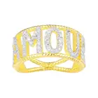 Кольцо женское из серебра 925 пробы с круглыми золотыми буквами и инициалами