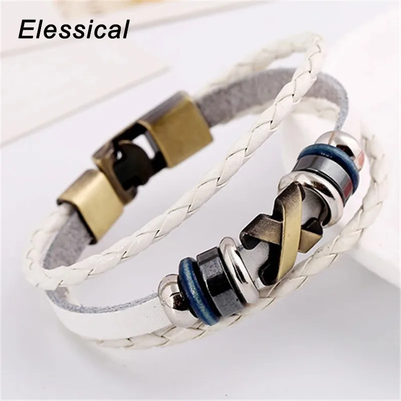 ELESSICAL Fashion Jewelry Multilayer Stainless Steel X Bracelet for Women Leather Bracelets &amp Bangles Men WD118 | Украшения и