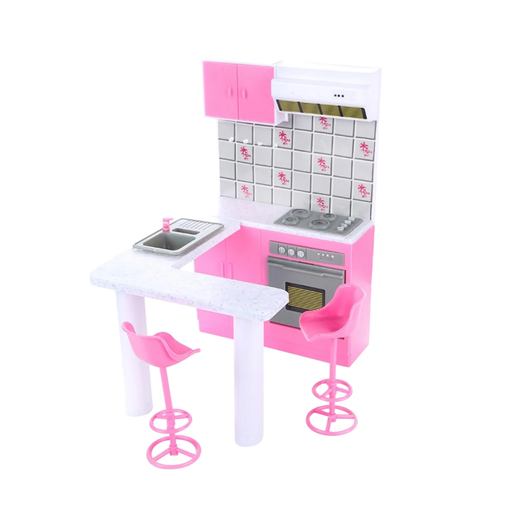 Dollhouse Kitchen Furniture, 1:6 Scale Dolls House Kitchen Cabinet Set for 1/6 Dolls 12inch Action Figures Accessories