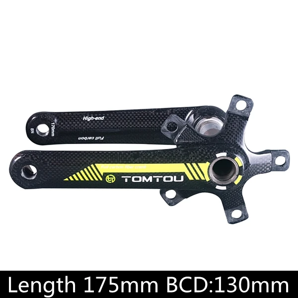 yellow 175X130mm Из карбонового волокна от tomtou велосипед Адреналин Дорожный велосипед шатуны 5 коготь дорога велосипед Адреналин BCD 110/130 мм Длина 170/175 мм аксессуары для велосипедов - Цвет: yellow 175X130mm
