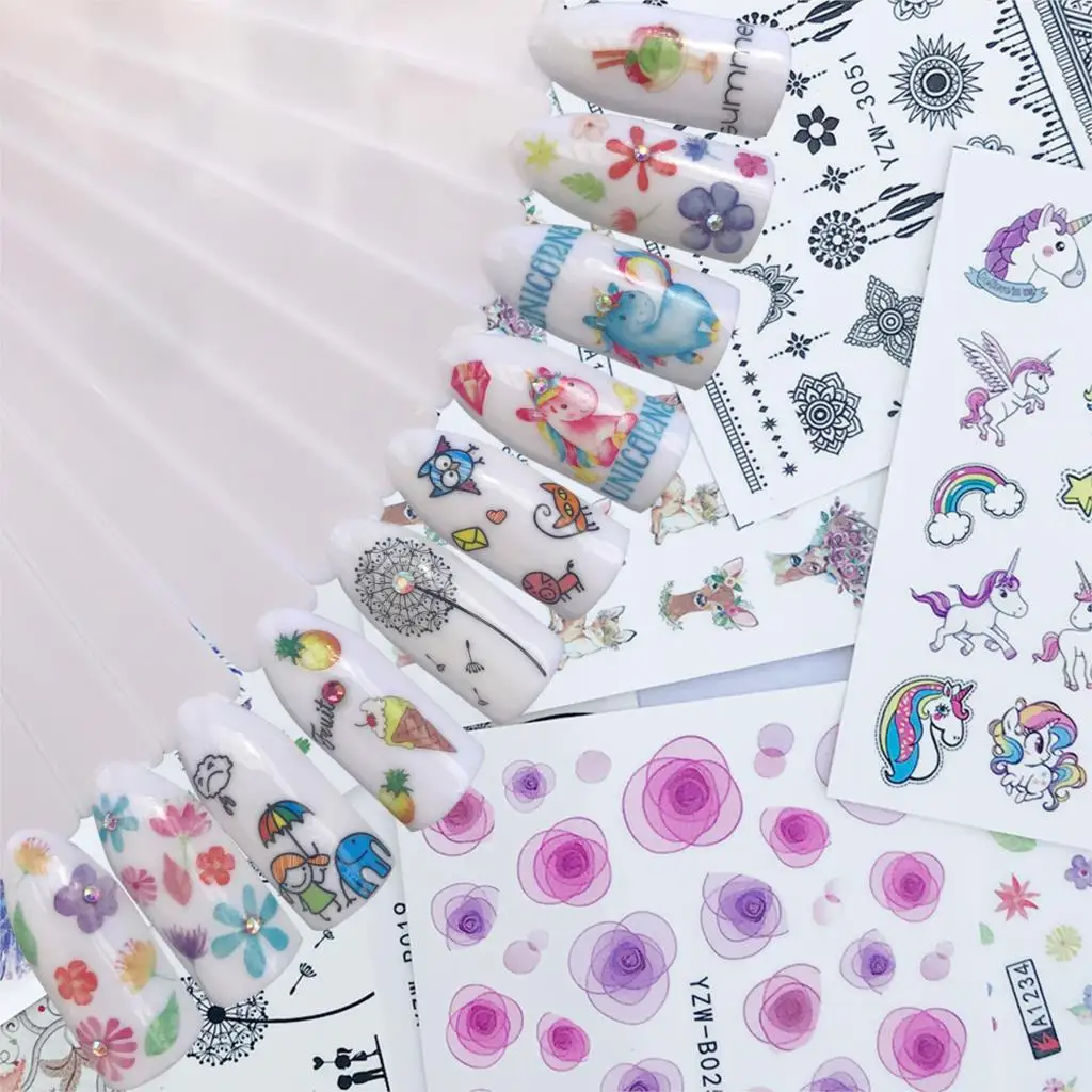 WUF Одуванчик водяной знак переводные наклейки для ногтей цветок мультфильм