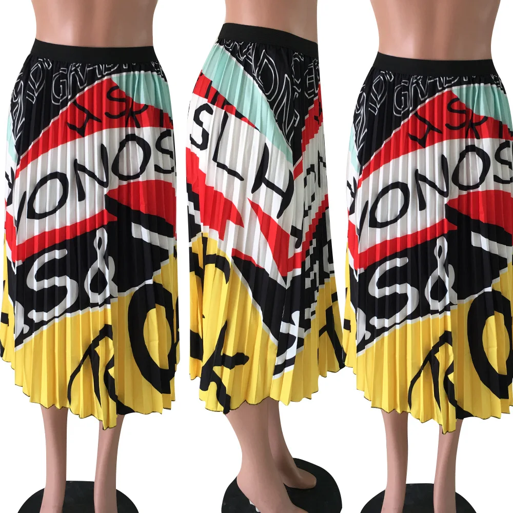 Женское винтажное Плиссированное Платье разноцветное платье с высокой талией и