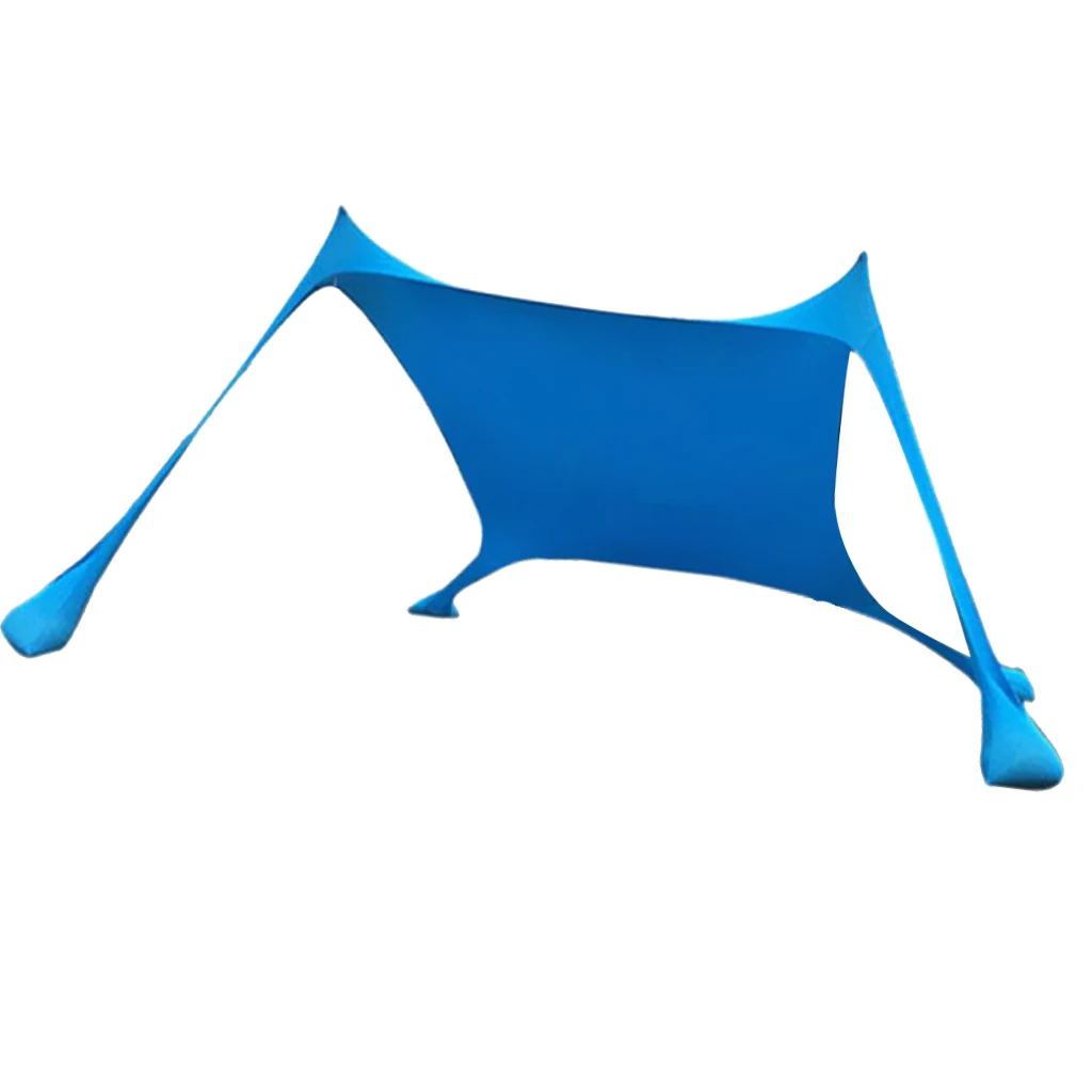 Blue Переносной навес от солнца с УФ-защитой для кемпинга, пляжный тент с песочными якорями, 210x210x160 см - Цвет: Blue