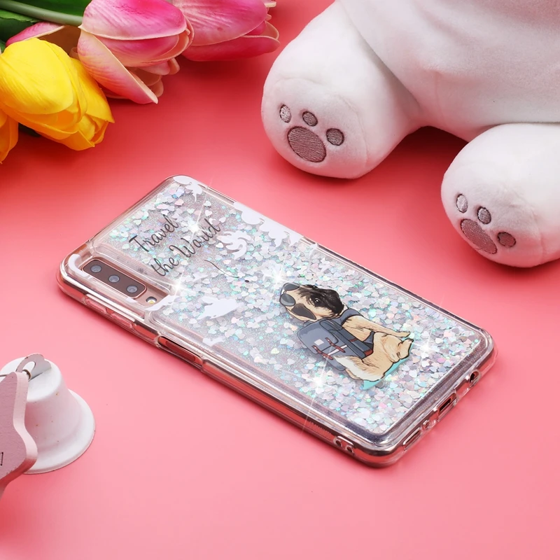 Для Samsung Galaxy A7 2018 Жидкий чехол зыбучий песок A3 A5 2017 блестящий для A8 A9 A6 PLUS