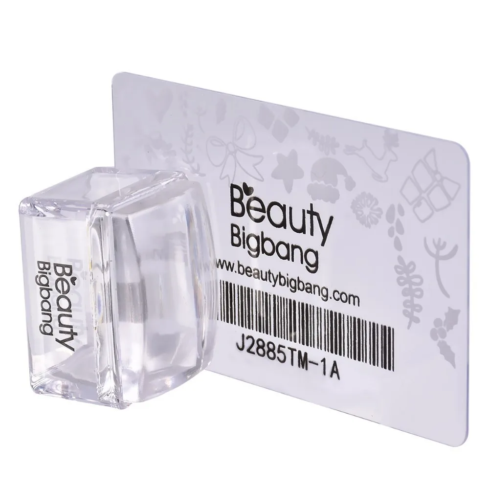 BeautyBigBang 1 набор, силиконовый штамп для ногтей, прямоугольное желе со скребком, прозрачная ручка, инструмент для штамповки, маникюрный набор для дизайна ногтей