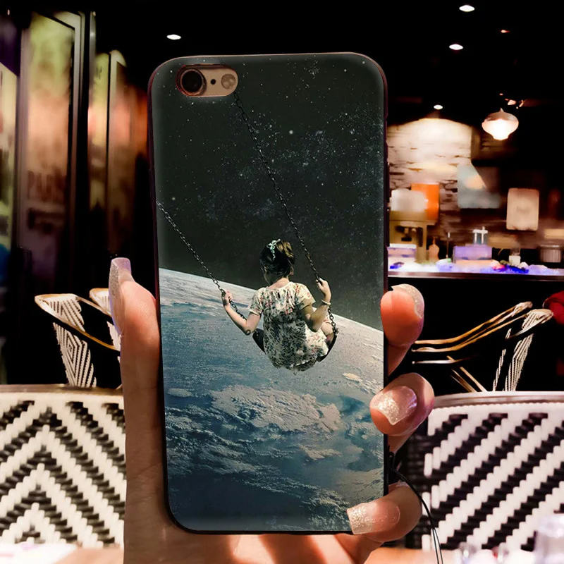 MaiYaCa Trippy Art эстетический Космос астронавт Чехлы для iPhone 7 черные чехлы для iPhone 8 7 6S Plus X 5s SE XR XS MAX Fundas Capa