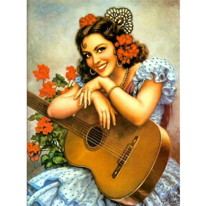 Стразы для девочек на гитаре рисунок 3D квадратная мозаика Рубика круглая