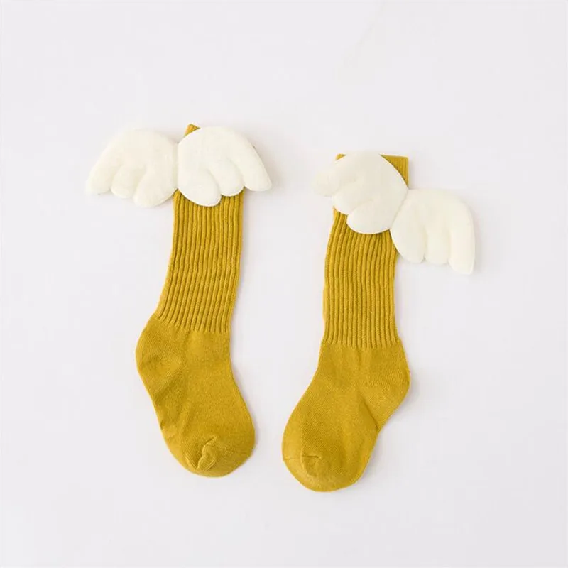 yellow sock Носки принцессы для малышей зимние осенние носки для новорожденных девочек с изображением Ангела Детские носки до колена для мальчиков и девочек Нескользящие теплые гетры с рисунком - Цвет: yellow sock