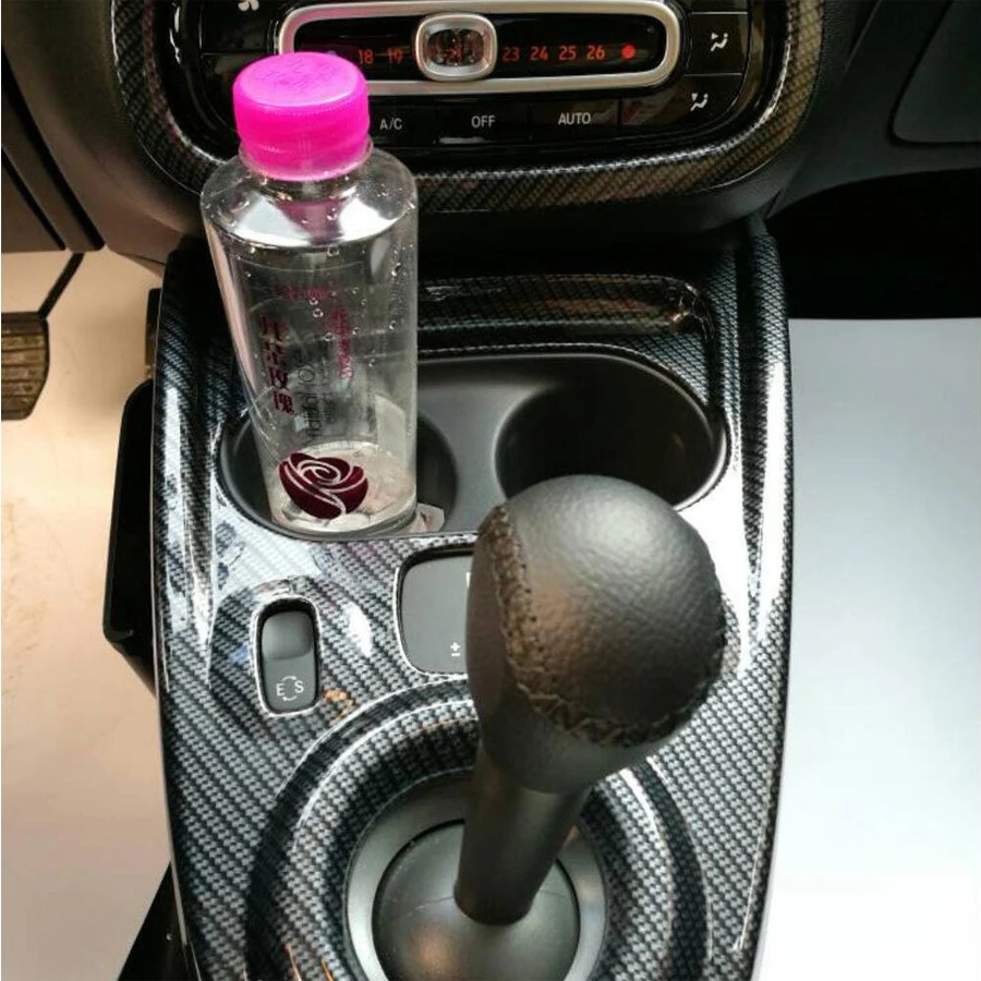 

YAQUICKA Carbon Fiber Style Car Center Console Gear Shift Panel Cover Trim Styling Sticker Fit For Benz Smart fortwo forfour ABS