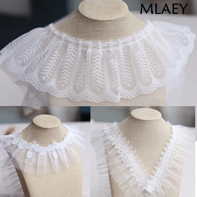 MLAEY 2 ярда/партия вышитый белый цветок кружевная ткань отделка лента для шитья
