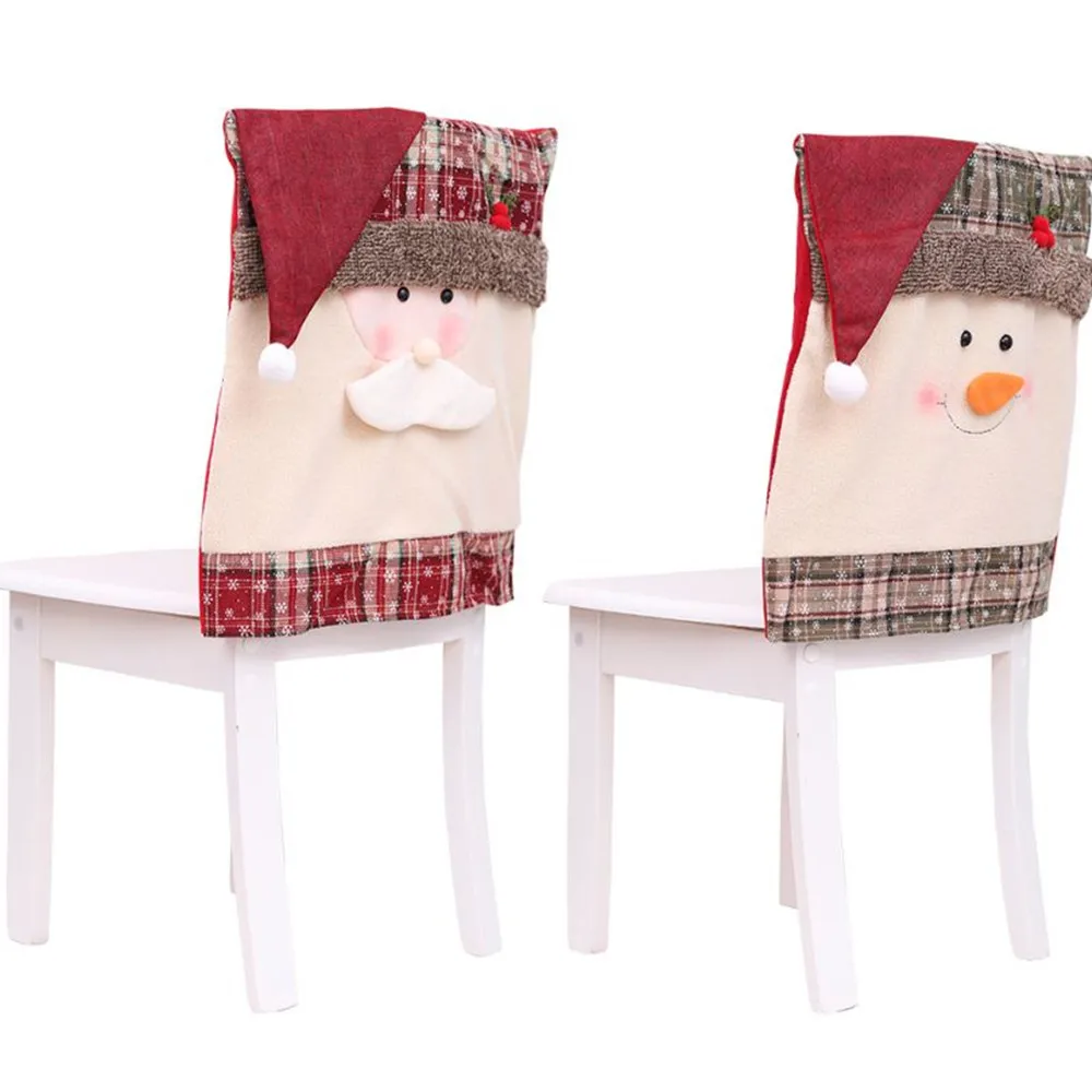Happy New Year 1PC Santa Claus Christmas Chair Covers Dining Set For Home Table Dinner Decorations Festival Party Supplies