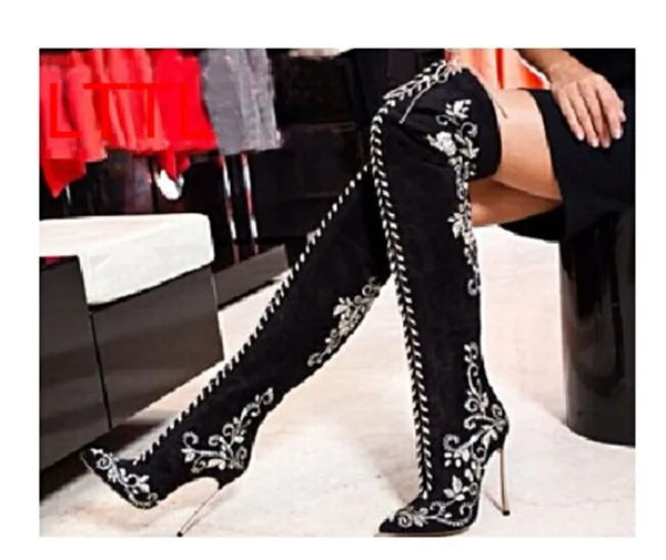 Пикантные замшевые ботфорты Beyonce красного цвета высокие сапоги до бедра на