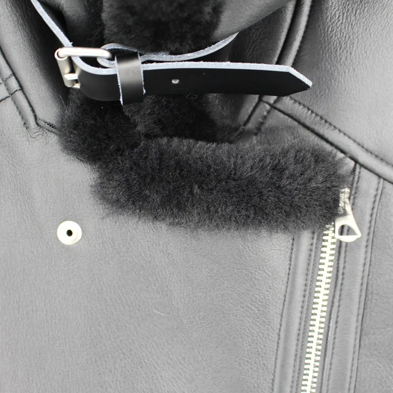 Новая модная женская Высококачественная Толстая теплая Натуральная Овчина кожаная куртка женская Европейская зимняя модная черная куртка
