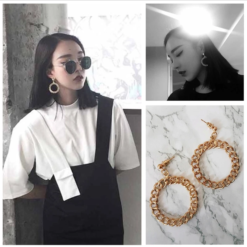 Женские круглые серьги E0124 золотого цвета в стиле панк|earrings for|dropping earrings for womencircle