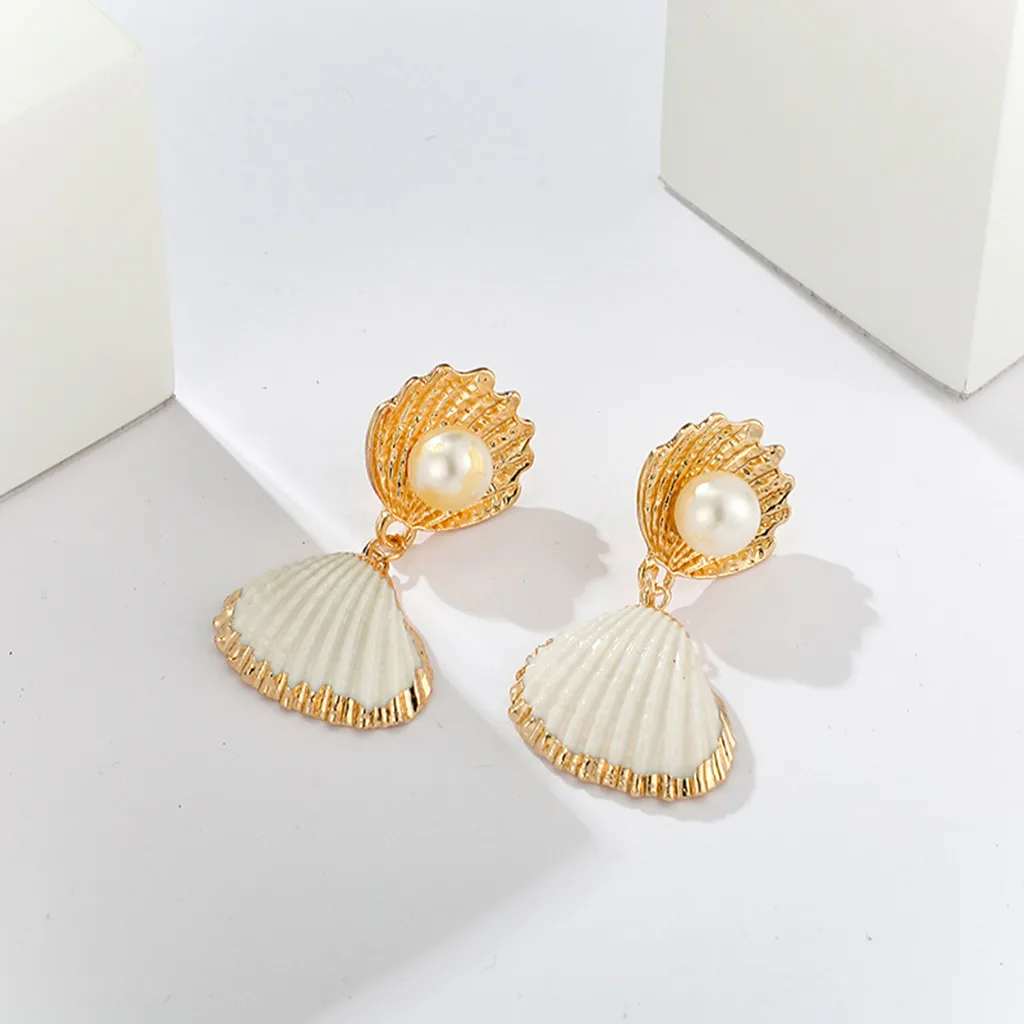 Женские серьги Boho с жемчугом в виде раковины L0702 2019|Серьги-подвески| |