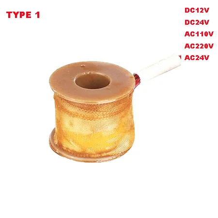 TYPE 1 2 шт. электрические медные катушки DC12V для воды электромагнитный клапан 2W025-06 или 2W025-08 DC24V, AC11-0V или AC220V - Цвет: TYPE 1
