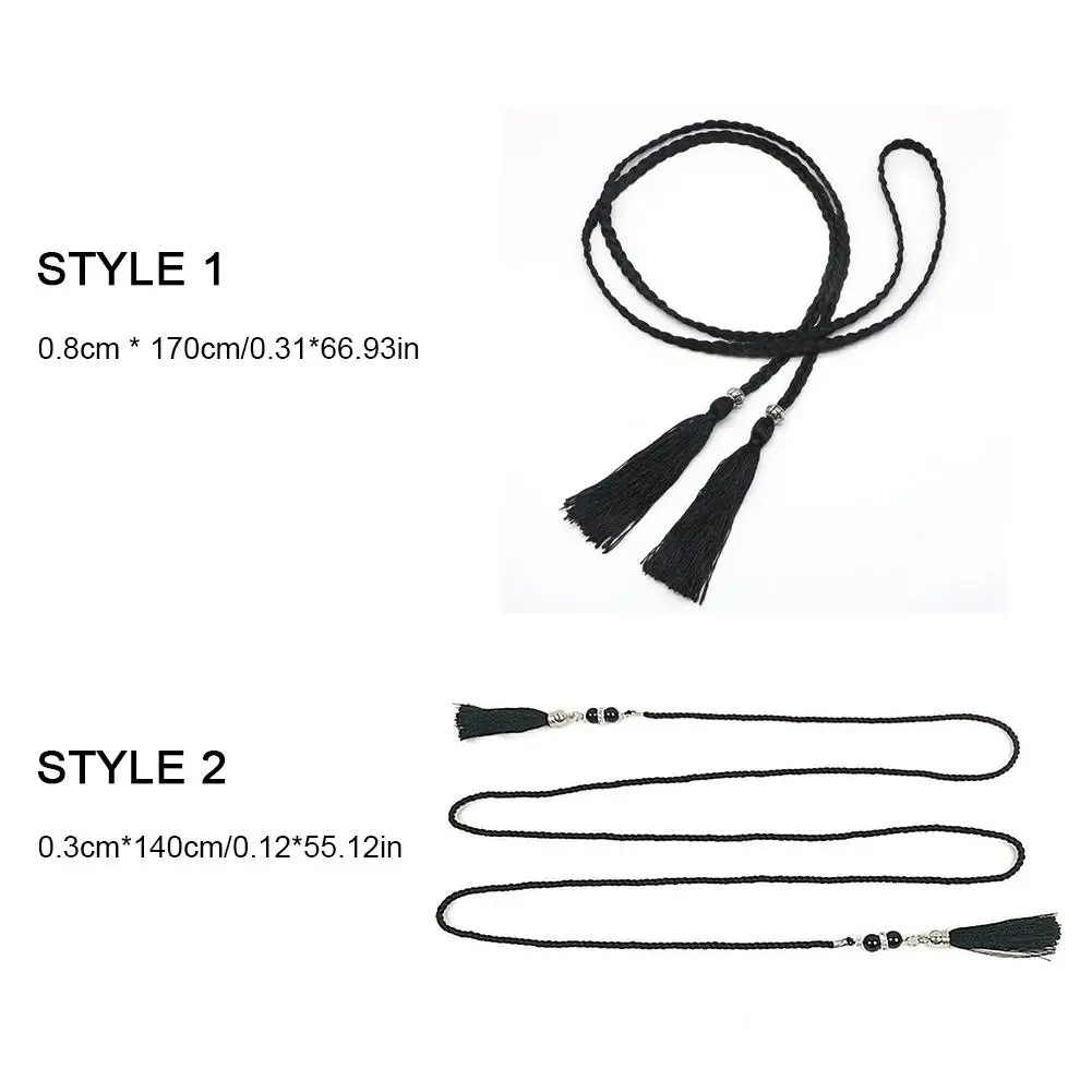 Ретро Плетеный поясной ремень веревка кисточка бисер этнический модный стиль