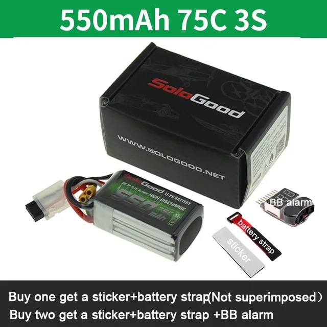 3S 550mah 75C SoloGood Lipo аккумулятор 2S 3S 4S Series 550mAh 850mAh гнездовой разъем для радиоуправляемого гоночного дрона FPV мультикоптера с фиксированным крылом - Цвет: 3S 550mah 75C