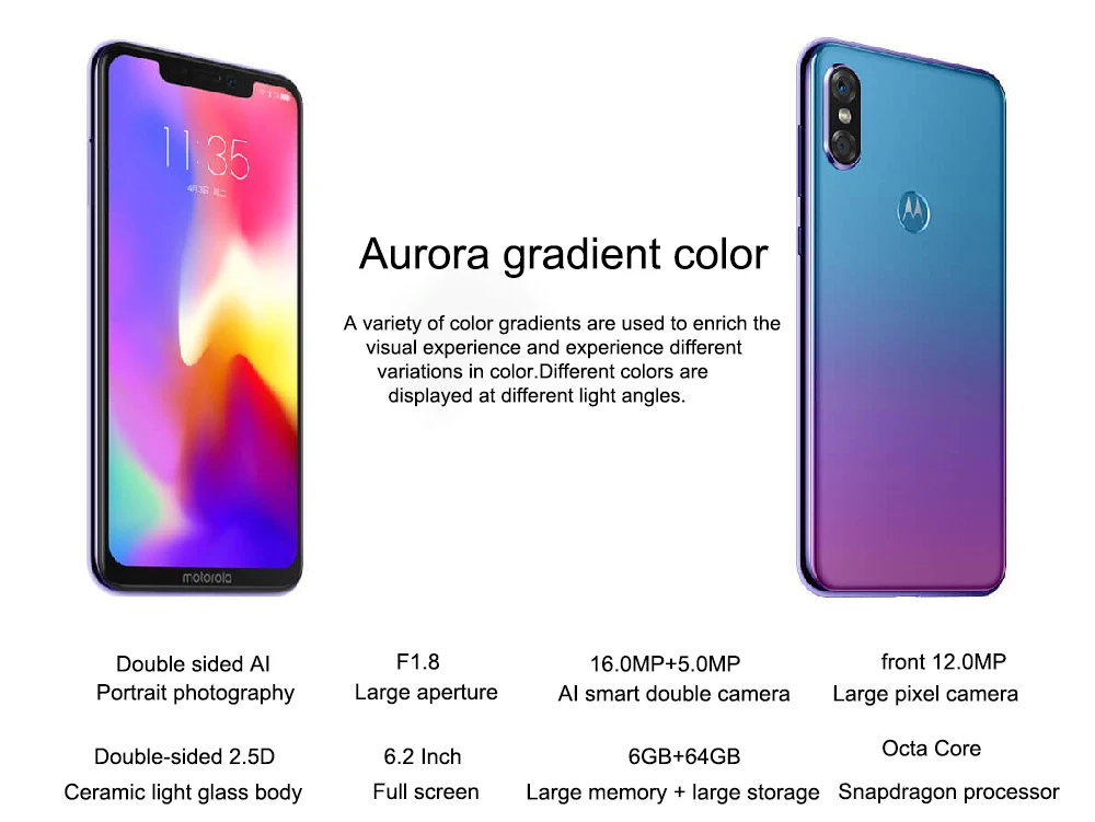 Смартфон Motorola MOTO P30, 6,2 дюймов, 6 ГБ ОЗУ, 64 Гб ПЗУ, двойная камера 1080 P, Восьмиядерный процессор Snapdragon 636, 1,8 ГГц, Android 8,1, отпечаток пальца