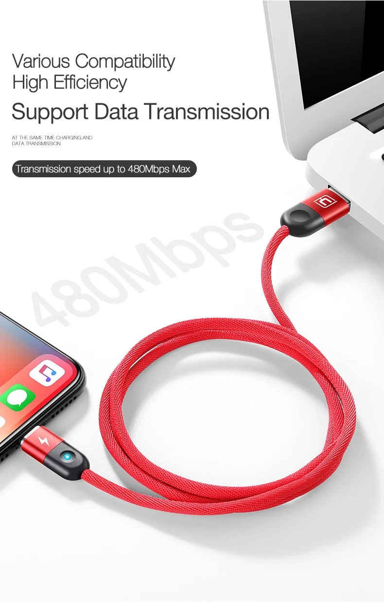 Cafele 1 м светодиодный магнитный USB кабель для iPhone Xs Max X 8 7 6 usb type-C кабель Micro USB кабель для samsung Xiaomi huawei USB-C