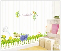 grass fence put children room background stickers play crural line three generations can remove the wall stickers