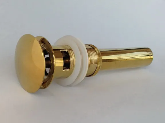 

Luxury Gold Color Brass Large Round Cap Pop UP Basin Sink Drain With Overflow Lsd039