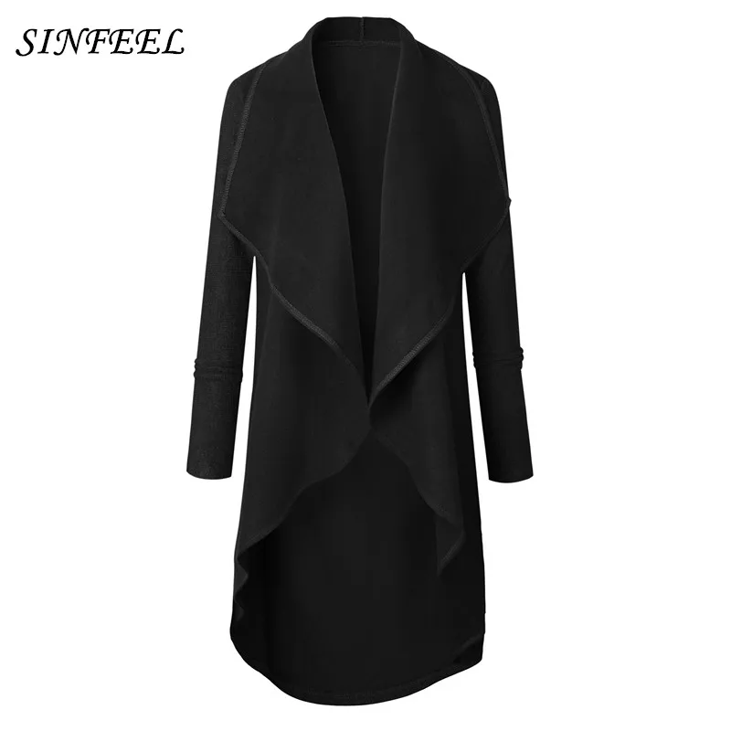 2017 женское осенне-зимнее пальто теплая куртка Длинные кардиганы с карманами