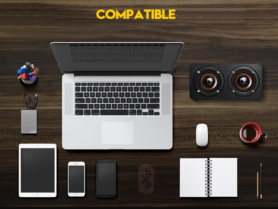 

TOPROAD Portable HiFi Wireless Bluetooth Speaker Wooden Bass Altavoz TF FM Radio caixa de som Soundbar with MIC for Phone PC