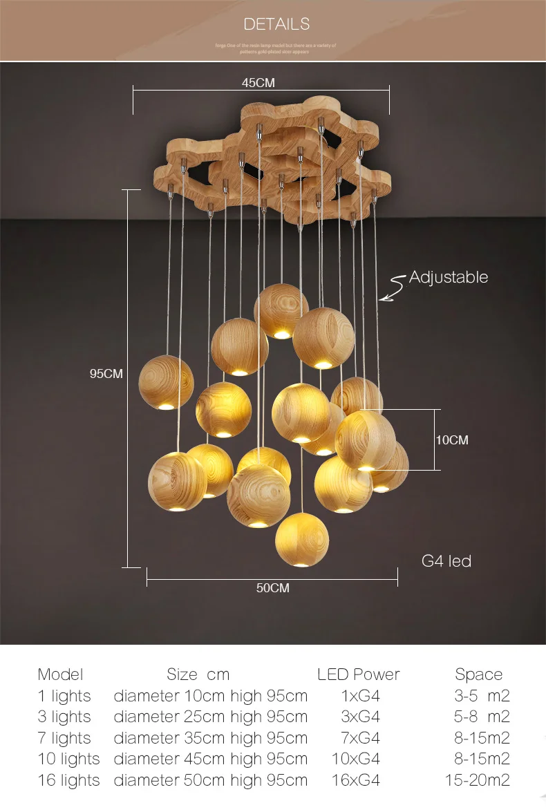 Современный подвесной светильник из твердой древесины китайский скандинавский