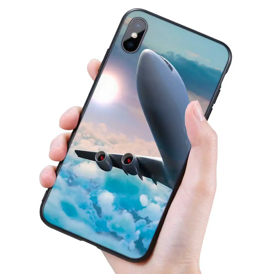 015 Силиконовый черный чехол для iPhone 11 Pro XR X XS MAX 7 8 6 6S Plus 5 5S SE 7Plus 8Plus мобильный телефон самолет - Цвет: 015
