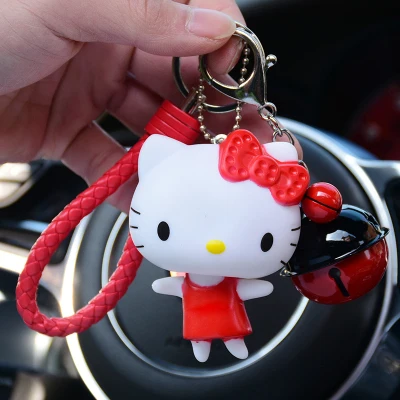 Милый мультфильм hello kitty Кролик бант брелок в стиле Kiki Женские Кожаные Веревки Игрушки Детские брелки-цепочки автомобиля сумка Шарм D36 - Цвет: 4