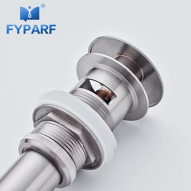FYPARF Никель матовый Слива Раковина Pop Up отходов тщеславие сосуд Раковина Drain без/с переливом латунь Ванная комната раковина пробка