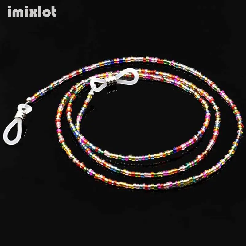 Imixlot женские красочные стеклянные бусины цепи противоскользящие солнцезащитные стекла es цепи ожерелье для чтения стекло es держатель шнура шейный ремень веревка