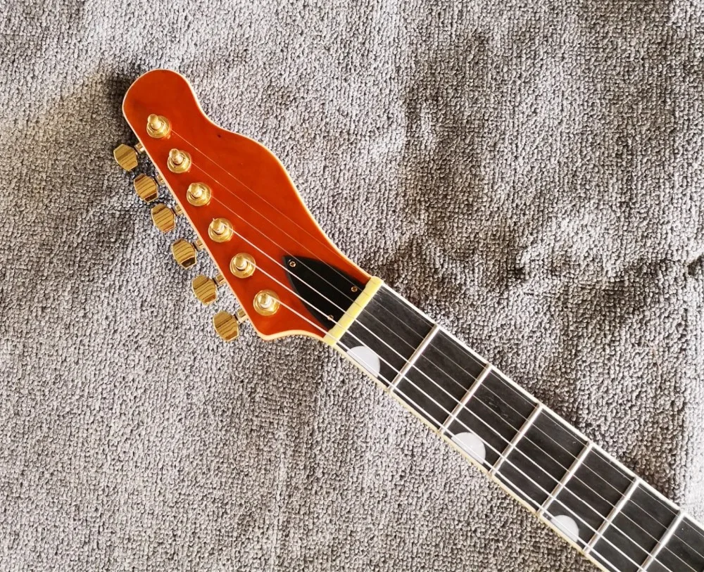 Высококачественный QShelly custom orange TL полый корпус f hole ebony фингерборд Золотой мост