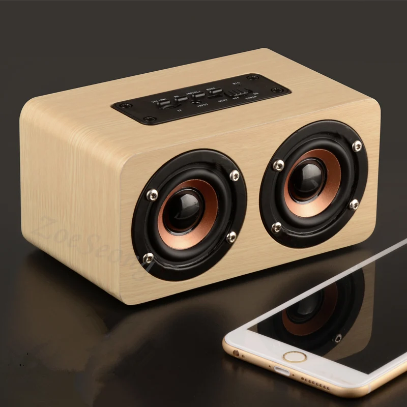 Ретро деревянный беспроводной Bluetooth динамик 10 Вт Портативный hifi шок бас двойной Саундбар с Hands-free TF карта AUX для iPhone