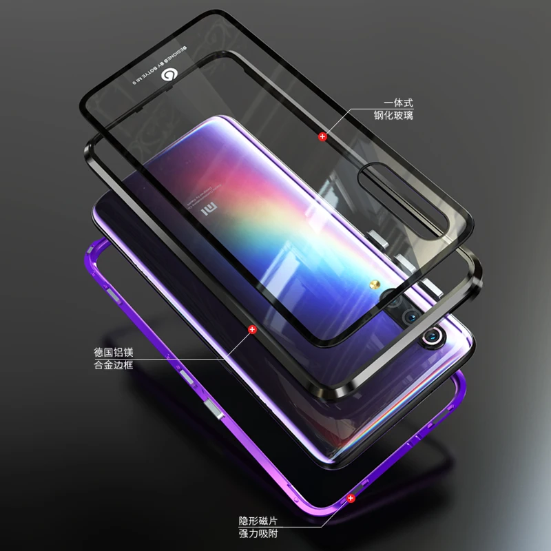 Роскошный магнитный металлический чехол для Xiaomi Mi 9 Mi9 se прозрачные магнитные