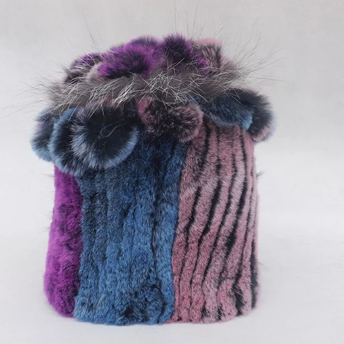 Женская Кепка шляпы для женщин вязаный натуральный мех ЗИМА Gorros Beanie Женская Русская Шапка Femme Toucas de Inverno feminina женские шапки - Цвет: 16