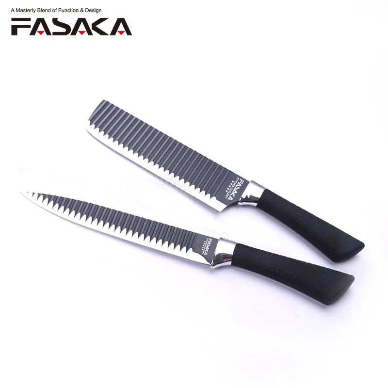 FASAKA Нержавеющая сталь Кухня Набор ножей 2 шт. 7 &quotМалый Кливер 8'' резьба Ножи