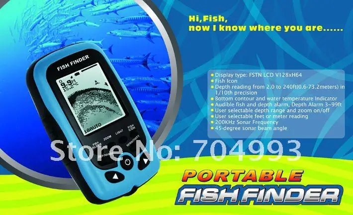 Многоязычная Sonar FSTN ЖК-дисплей Дисплей 2 уровней серого Портативный Рыболокаторы