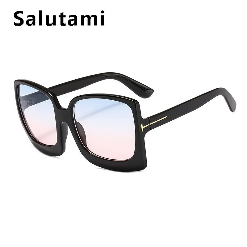 black blue pink Негабаритная рамка с надписью Квадратные Солнцезащитные очки для женщин Vinge ретро солнцезащитные очки мужские роскошные брендовые черные большие тени INS Мода - Цвет линз: black blue pink