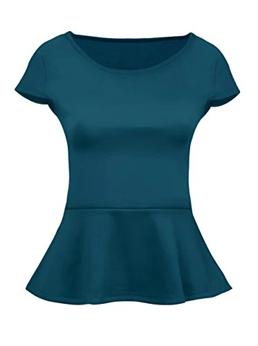 Customize Short Sleeve Womens Peplum Shirt Reg and Plus Size Ruffles Top | Женская одежда